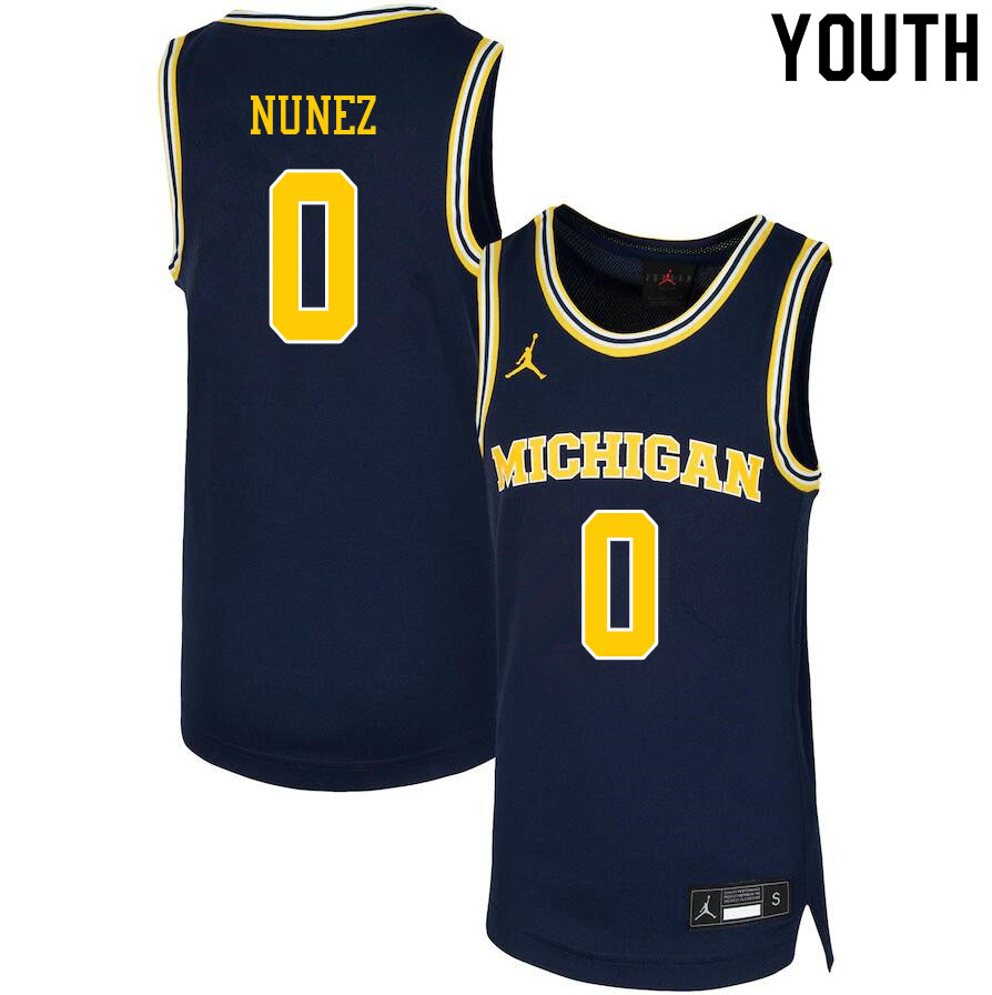 Youth #0 Adrien Nunez Michigan Wolverines College Basketball Jerseys Sale-Navy - Click Image to Close